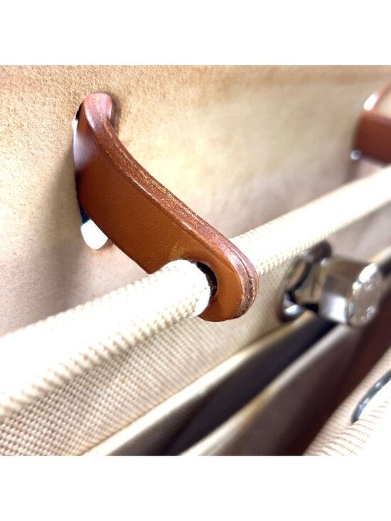 Hermes Herbag a Dos Handbag Leather Canvas Beige Light Brown Backpack Silver main image 14